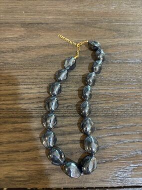 Handcrafted Iridescent Black Pearl Beaded Necklace